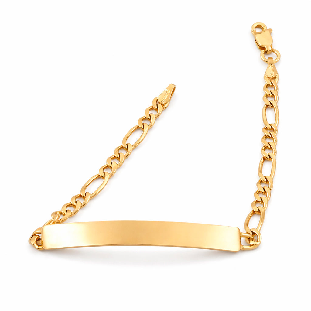 Mujer | Esclava Tejido Figaro 3:1 Lisa 4 mm, Pulsera Para Mujer, De Plata Autentica Ley .925 Con Baño De Oro Italiano 24k, Con Grabado, DUO DELUXE JOYAS