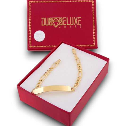 Unisex | Esclava Tejido Cartier Figaro 3:1 Lisa 4 mm, Pulsera Para Hombre Y Mujer, De Plata Autentica Ley .925 Con Baño De Oro Italiano 24k, Con Grabado, DUO DELUXE JOYAS