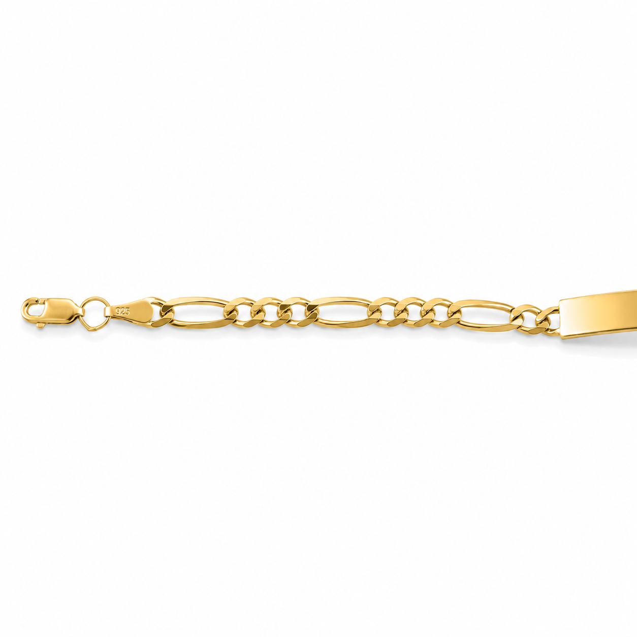 Unisex | Esclava Tejido Figaro 3:1 Lisa 5 mm, Pulsera Para Hombre Y Mujer, De Plata Autentica Ley .925 Con Baño De Oro Italiano 24k, Con Grabado, DUO DELUXE JOYAS