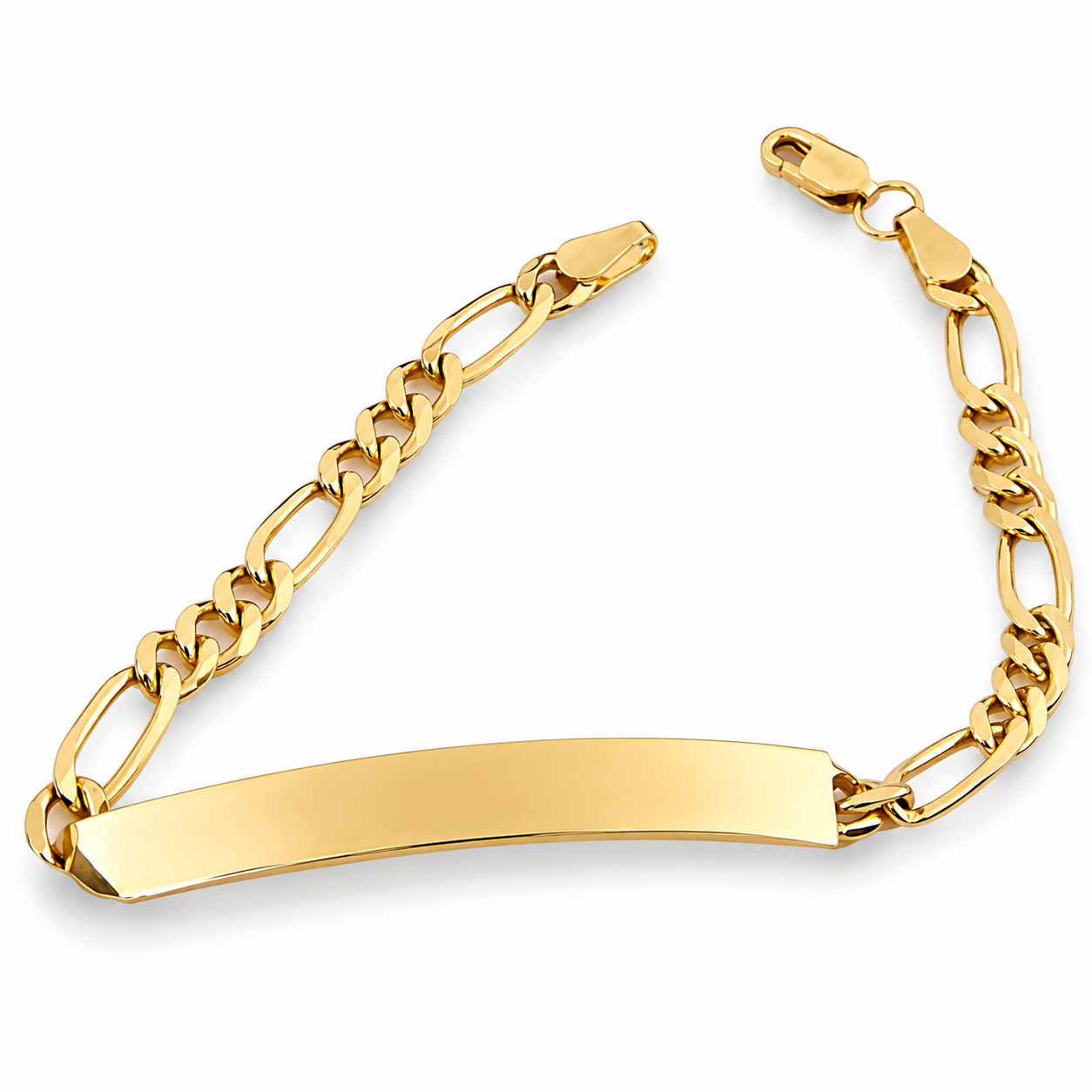 Unisex | Esclava Tejido Figaro 3:1 Lisa 5 mm, Pulsera Para Hombre Y Mujer, De Plata Autentica Ley .925 Con Baño De Oro Italiano 24k, Con Grabado, DUO DELUXE JOYAS
