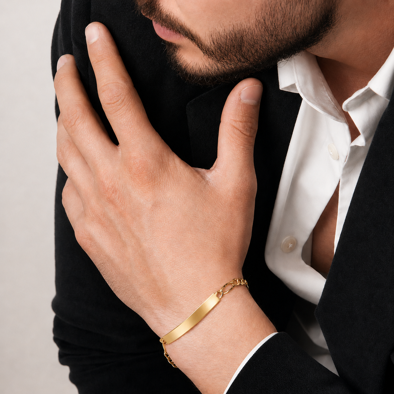 Unisex | Esclava Tejido Figaro 3:1 Lisa 5 mm, Pulsera Para Hombre Y Mujer, De Plata Autentica Ley .925 Con Baño De Oro Italiano 24k, Con Grabado, DUO DELUXE JOYAS