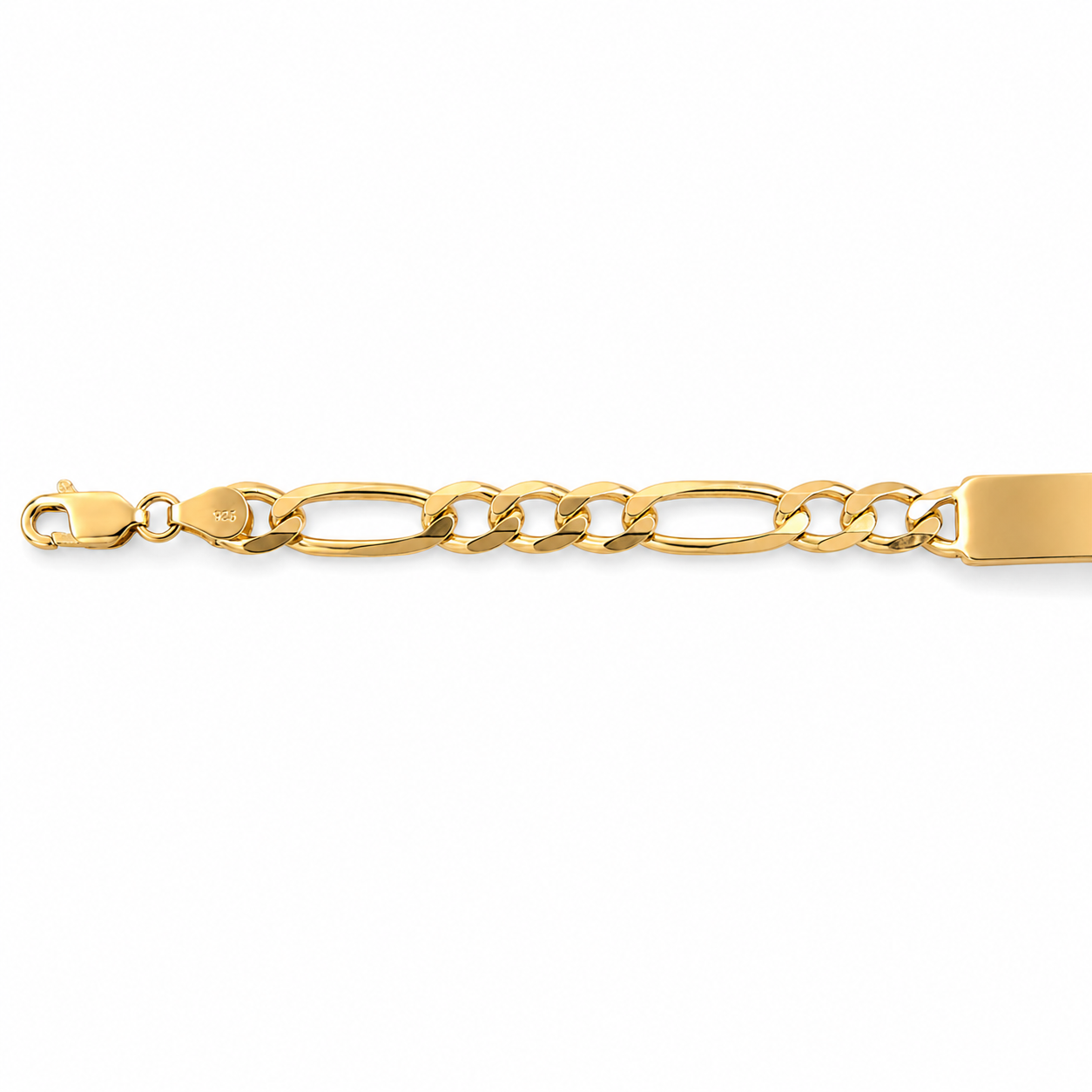 Unisex | Esclava Tejido Figaro 3:1 Lisa 7 mm, Pulsera Para Hombre Y Mujer, De Plata Autentica Ley .925 Con Baño De Oro Italiano 24k, Con Grabado, DUO DELUXE JOYAS