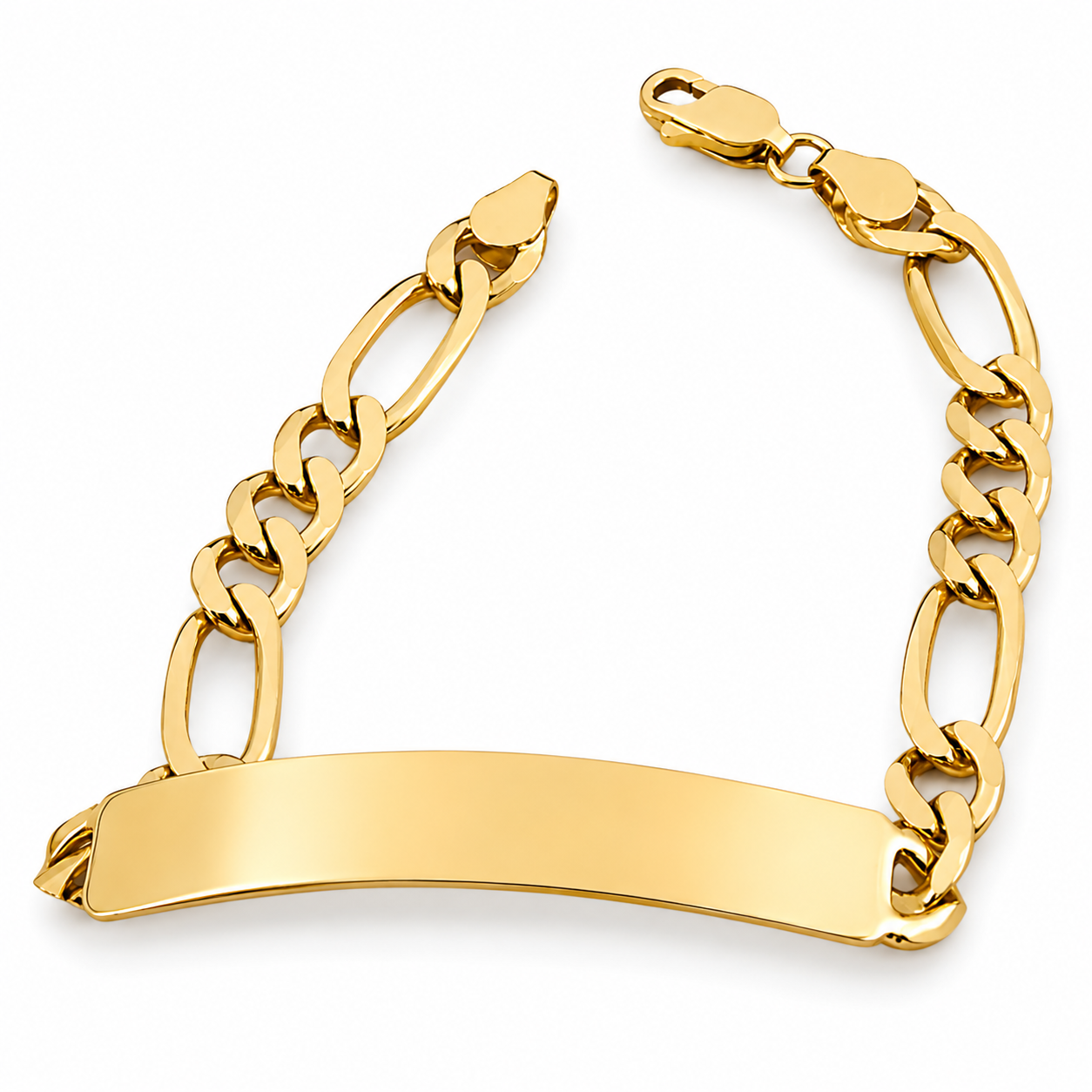 Unisex | Esclava Tejido Figaro 3:1 Lisa 7 mm, Pulsera Para Hombre Y Mujer, De Plata Autentica Ley .925 Con Baño De Oro Italiano 24k, Con Grabado, DUO DELUXE JOYAS