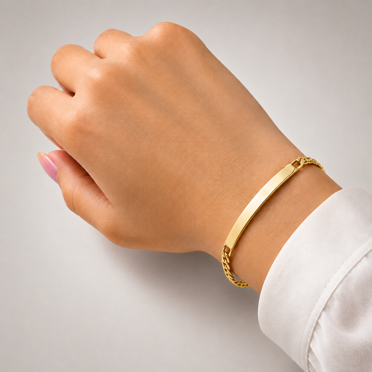 Mujer | Esclava Tejido Figaro 3:1 Lisa 4 mm, Pulsera Para Dama De Chapa de Oro 18k Premium, Con Grabado, DUO DELUXE JOYAS