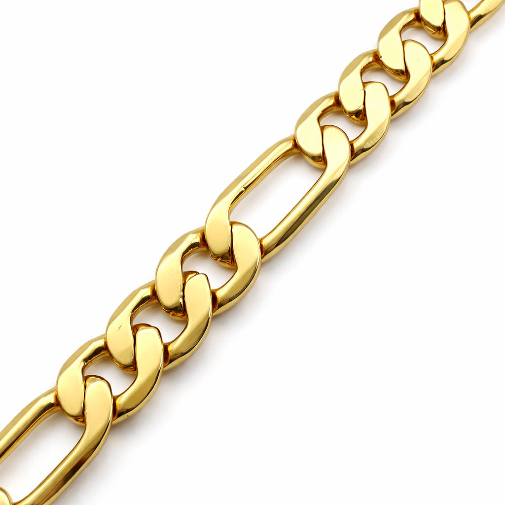 Hombre | Esclava Tejido Figaro 3:1 Lisa 5 mm, Pulsera Para Hombre De Chapa de Oro 18k Premium, Con Grabado, DUO DELUXE JOYAS