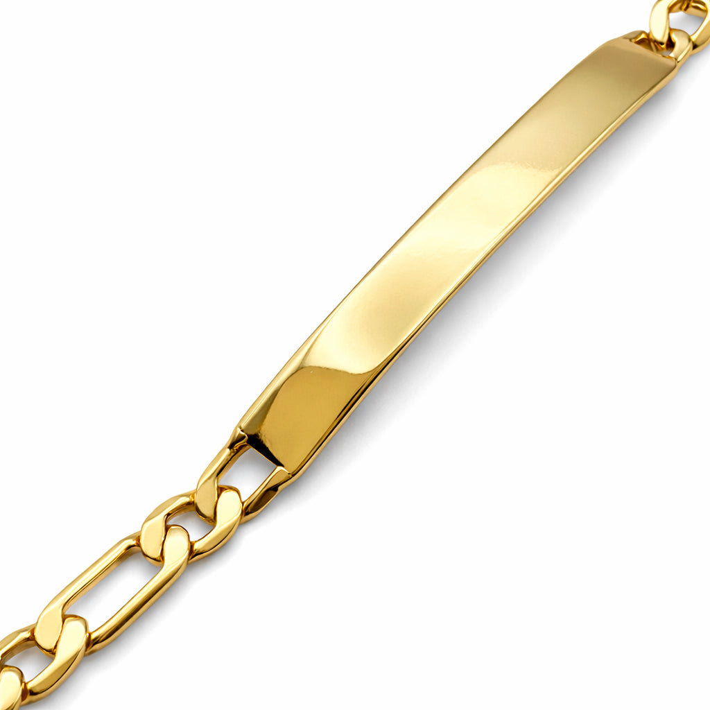 Hombre | Esclava Tejido Figaro 3:1 Lisa 5 mm, Pulsera Para Hombre De Chapa de Oro 18k Premium, Con Grabado, DUO DELUXE JOYAS