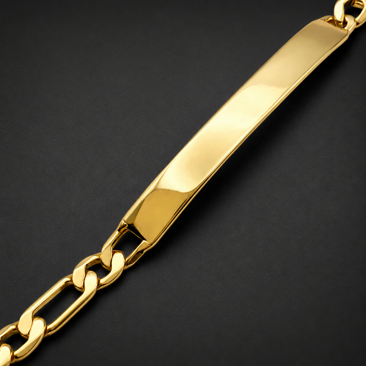 Hombre | Esclava Tejido Figaro 3:1 Lisa 5 mm, Pulsera Para Hombre De Chapa de Oro 18k Premium, Con Grabado, DUO DELUXE JOYAS