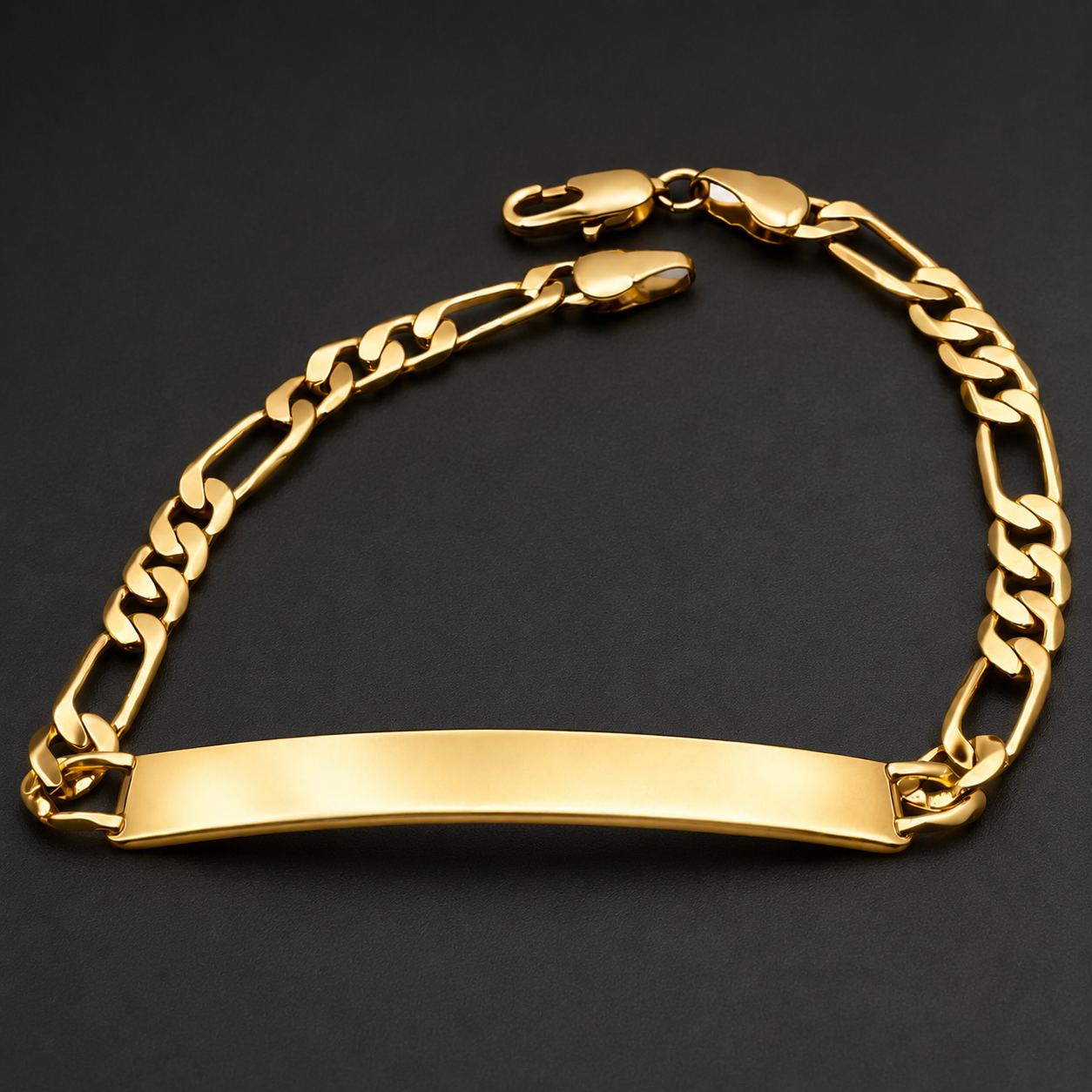 Hombre | Esclava Tejido Figaro 3:1 Lisa 5 mm, Pulsera Para Hombre De Chapa de Oro 18k Premium, Con Grabado, DUO DELUXE JOYAS