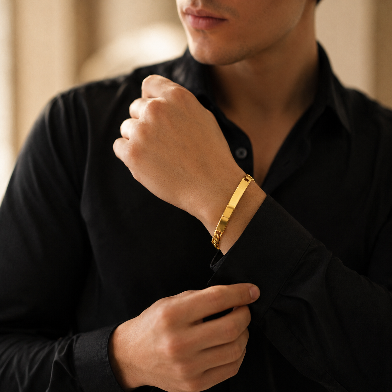 Hombre | Esclava Tejido Figaro 3:1 Lisa 6 mm, Pulsera Para Hombre De Chapa de Oro 18k Premium, Con Grabado, DUO DELUXE JOYAS (Copia)