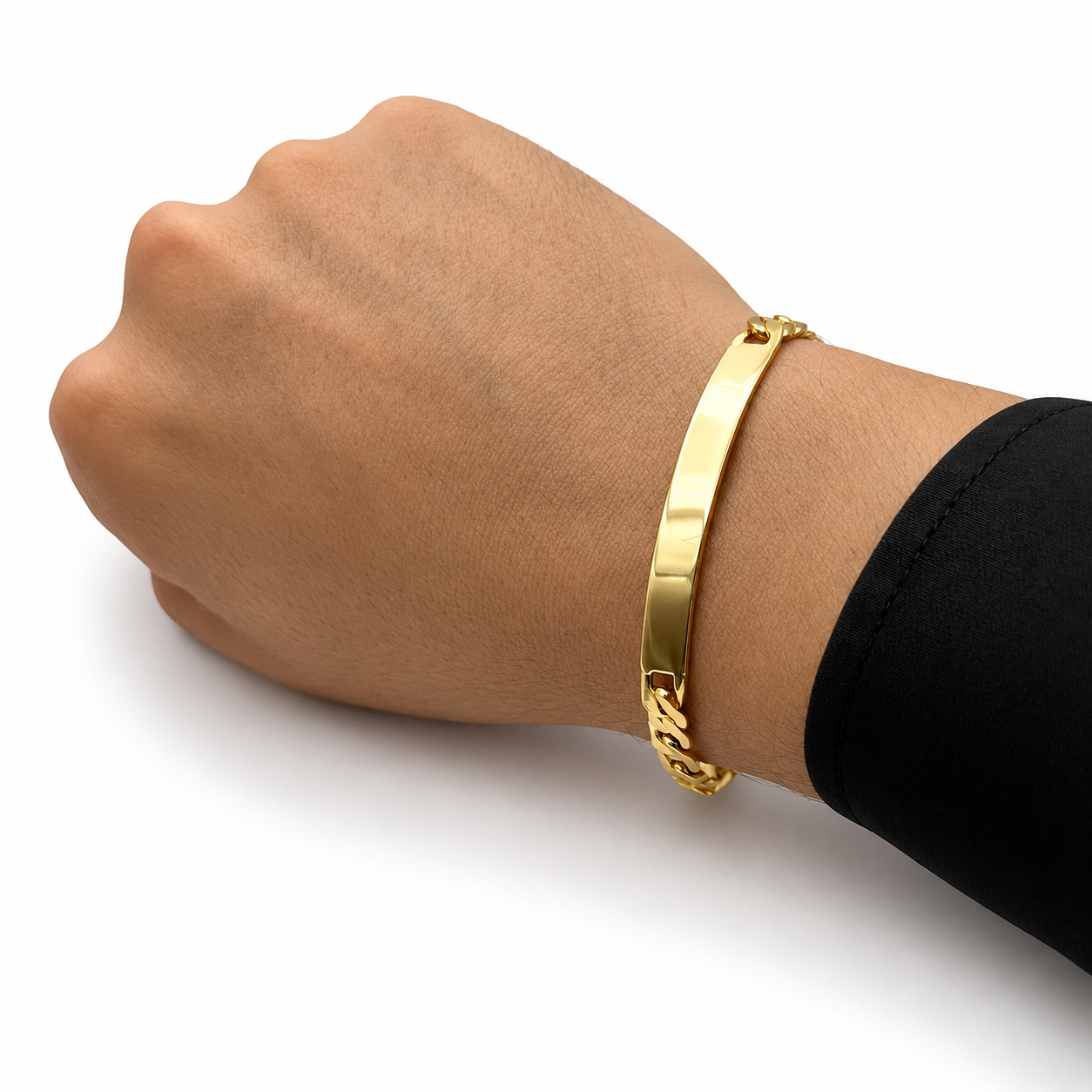 Hombre | Esclava Tejido Figaro 3:1 Lisa 6 mm, Pulsera Para Hombre De Chapa de Oro 18k Premium, Con Grabado, DUO DELUXE JOYAS (Copia)