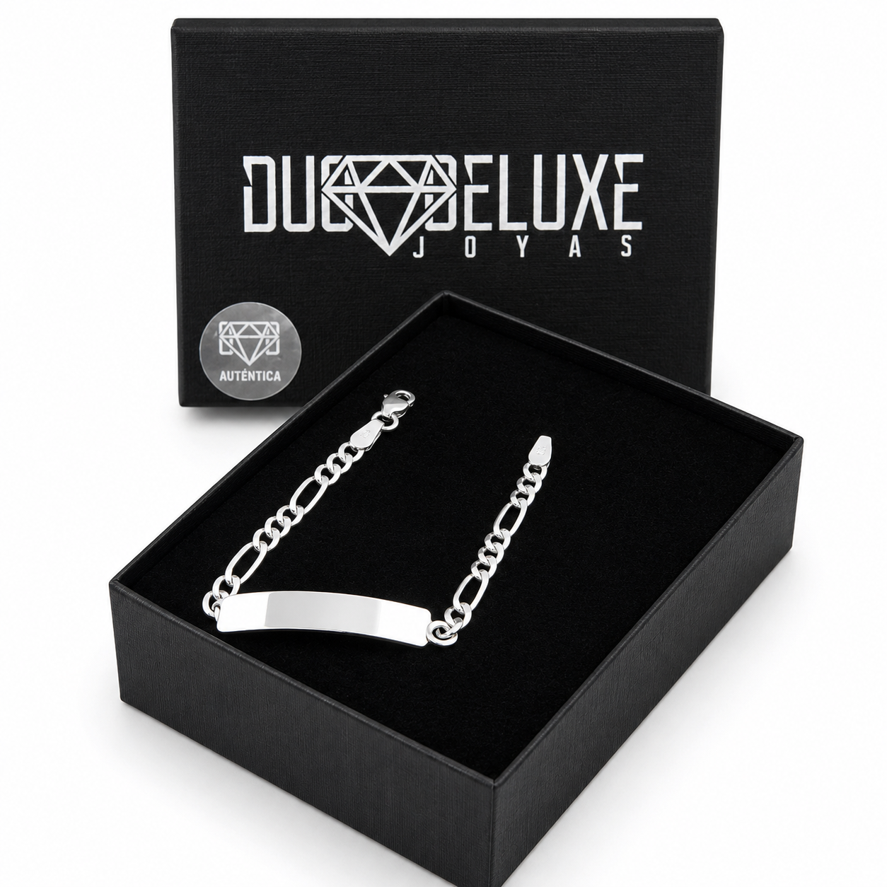 Bebé | Pulsera Esclava Tejido Figaro 3:1 Lisa 3 mm, Para Bebé, De Plata Autentica Ley .925, Con Grabado, DUO DELUXE JOYAS