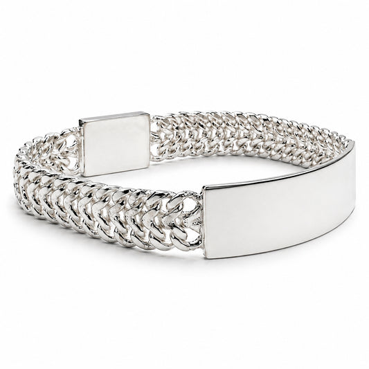 Unisex | Esclava Tejido Cubana Petatillo 10 mm, Pulsera Para Hombre Y Mujer, De Plata Autentica Ley .925, Con Grabado, DUO DELUXE JOYAS