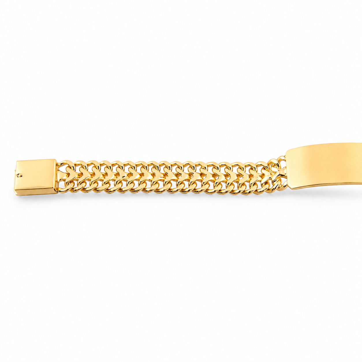 Unisex | Esclava Tejido Cubana Petatillo 10 mm, Pulsera Para Hombre Y Mujer, De Plata Autentica Ley .925 Con Baño De Oro Italiano 24k, Con Grabado, DUO DELUXE JOYAS