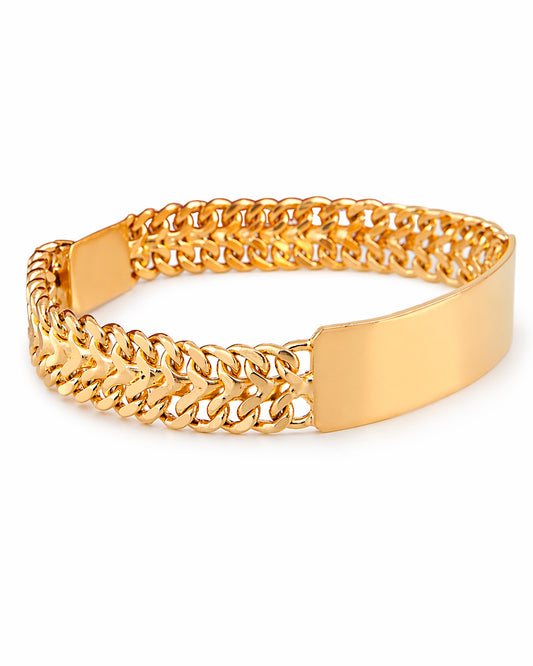 Unisex | Esclava Tejido Cubana Petatillo 10 mm, Pulsera Para Hombre Y Mujer, De Plata Autentica Ley .925 Con Baño De Oro Italiano 24k, Con Grabado, DUO DELUXE JOYAS