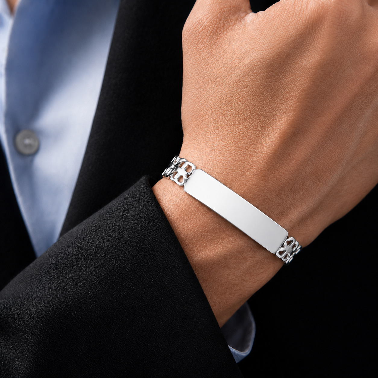 Unisex | Esclava Tejido Imperial Elegante Doble Eslabón 10 mm, Pulsera Para Hombre Y Mujer, De Plata Autentica Ley .925, Con Grabado, DUO DELUXE JOYAS