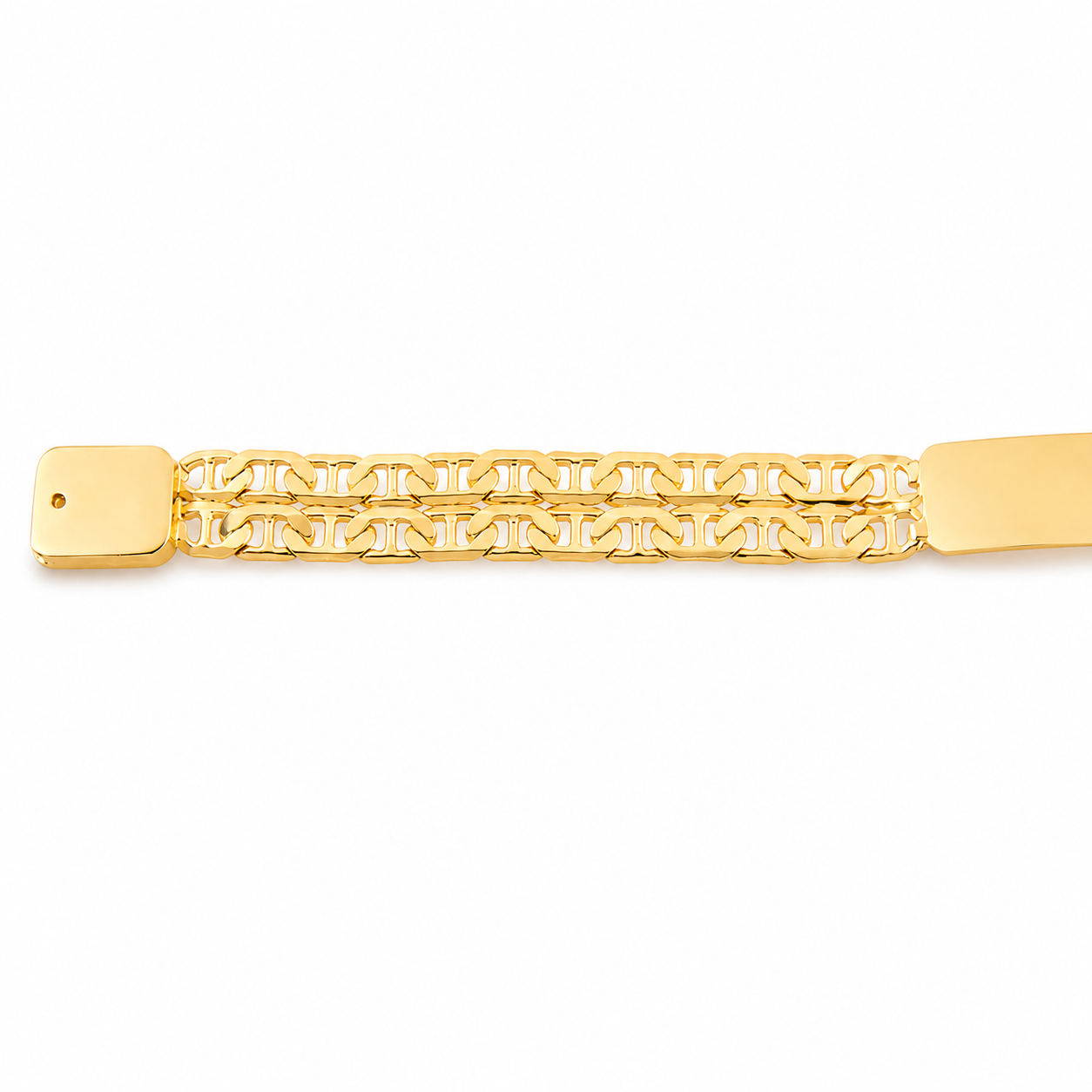 Unisex | Esclava Tejido Imperial Elegante Doble Eslabon 10 mm, Pulsera Para Hombre Y Mujer, De Plata Autentica Ley .925 Con Baño De Oro Italiano 24k, Con Grabado, DUO DELUXE JOYAS