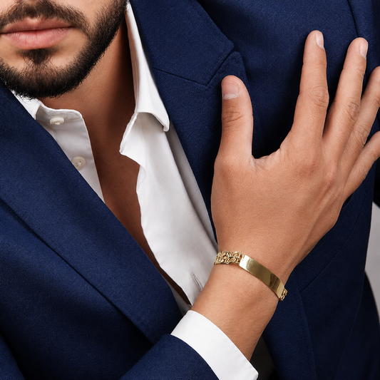 Unisex | Esclava Tejido Imperial Elegante Doble Eslabon 10 mm, Pulsera Para Hombre Y Mujer, De Plata Autentica Ley .925 Con Baño De Oro Italiano 24k, Con Grabado, DUO DELUXE JOYAS