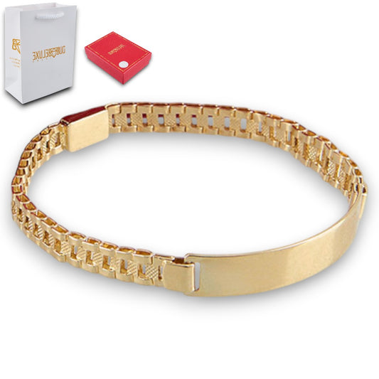 Unisex | Esclava Tejido Elegante Rolex 6 mm, Pulsera Para Hombre Y Mujer, De Plata Autentica Ley .925 Con Baño De Oro Italiano 24k, Con Grabado, DUO DELUXE JOYAS