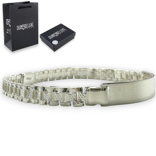 Unisex | Esclava Elegante Rolex 6 mm, Pulsera Para Hombre Y Mujer, De Plata Autentica Ley .925, Con Grabado, DUO DELUXE JOYAS
