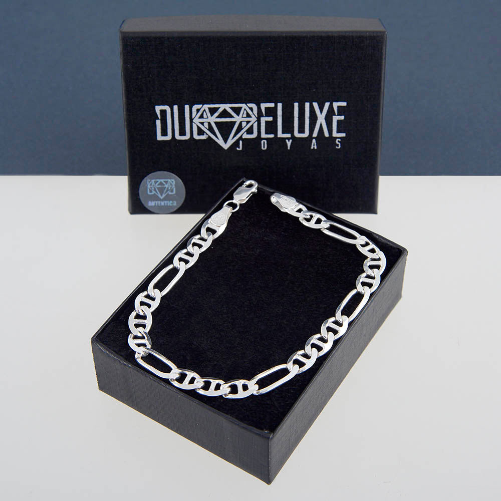 Unisex | Pulso Pulsera Tejido Figaruchi Lisa 6 mm, Esclava Para Hombre Y Mujer De Plata Autentica Ley .925, DUO DELUXE JOYAS