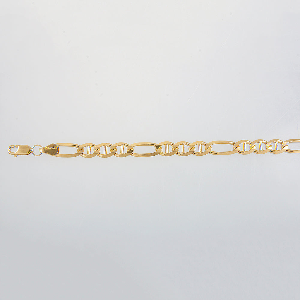 Unisex | Pulso Pulsera Tejido Figaruchi Lisa 6 mm, Esclava Para Hombre Y Mujer De Plata Autentica Ley .925 Con Baño De Oro Italiano 24k, DUO DELUXE JOYAS