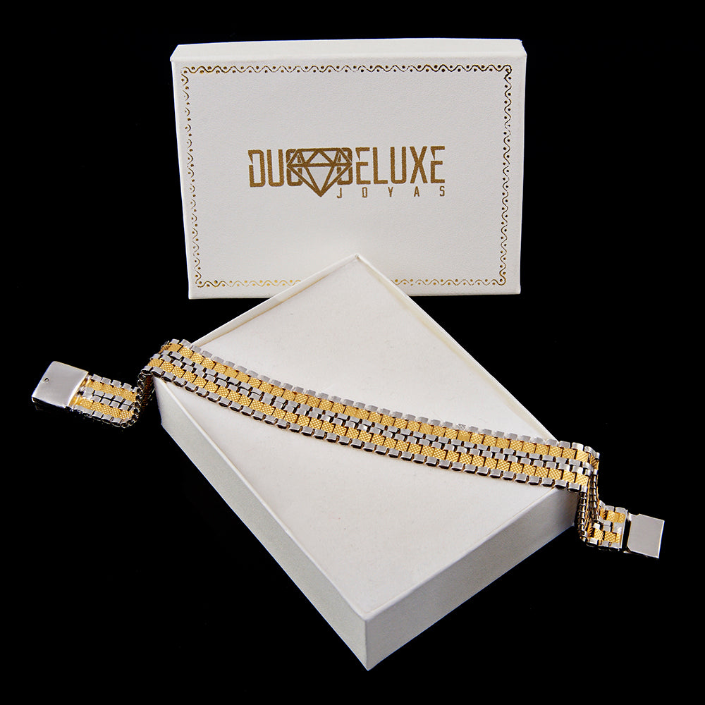Pulsera Esclava Tejido Rolex Elegante 12 mm, Plata Ley .925, Para Hombre y Mujer | DUO DELUXE JOYAS
