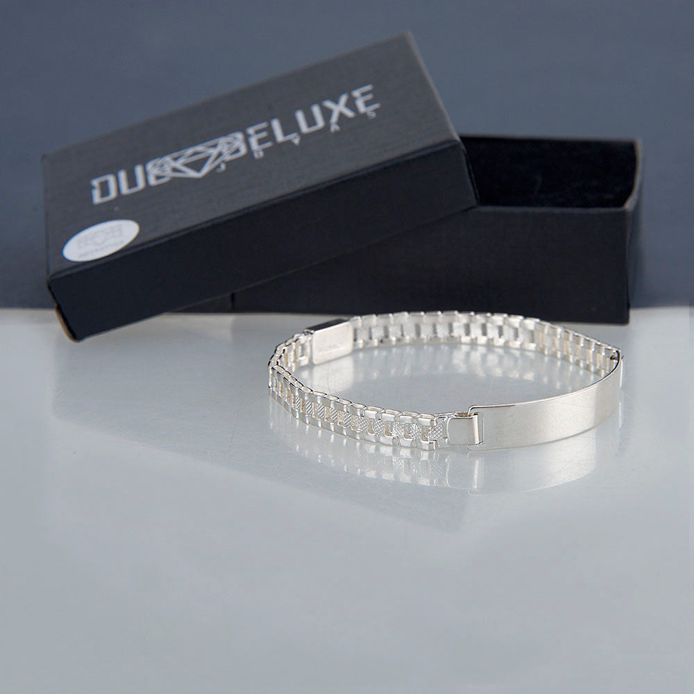 Parejas | Duo De Esclavas Tejido Rolex Elegante Para Parejas, De Plata Autentica Ley .925, Con Grabado, DUO DELUXE JOYAS