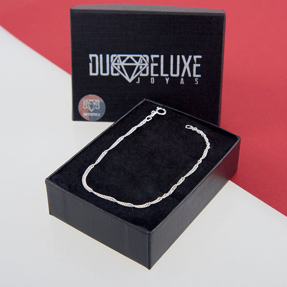 Mujer | Pulso Pulsera Tejido Singapur 2 mm, Esclava Para Mujer De Plata Autentica Ley .925, DUO DELUXE JOYAS