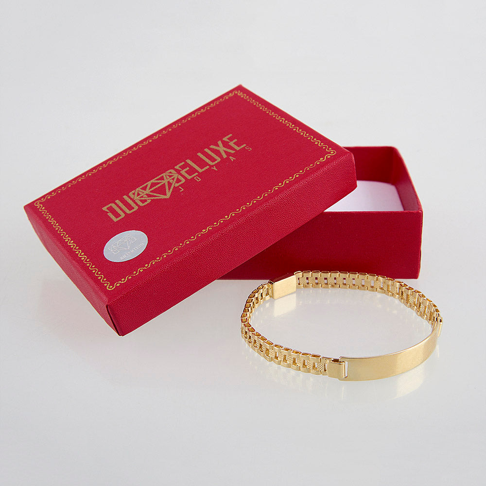 Parejas | Duo De Esclavas Tejido Rolex Elegante Para Parejas, De Plata Autentica Ley .925 Con Baño De Oro Italiano 24k, Con Grabado, DUO DELUXE JOYAS