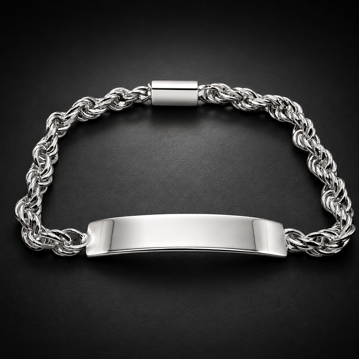 Unisex | Esclava Tejido Torzal Relleno 5 mm, Pulsera Para Hombre Y Mujer, De Plata Autentica Ley .925, Con Grabado, DUO DELUXE JOYAS