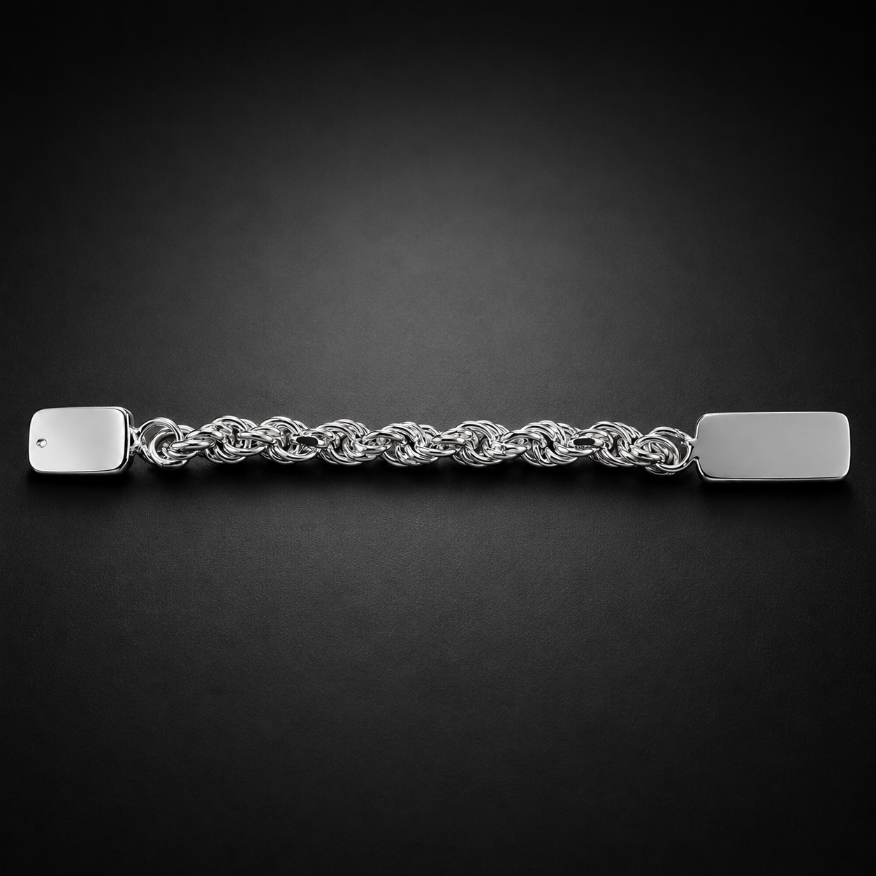 Unisex | Esclava Tejido Torzal Relleno 5 mm, Pulsera Para Hombre Y Mujer, De Plata Autentica Ley .925, Con Grabado, DUO DELUXE JOYAS