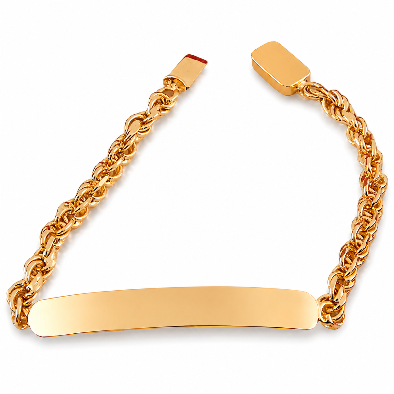 Unisex | Esclava Tejido Torzal Relleno 4 mm, Pulsera Para Hombre Y Mujer, De Plata Autentica Ley .925 Con Baño De Oro Italiano 24k, Con Grabado, DUO DELUXE JOYAS