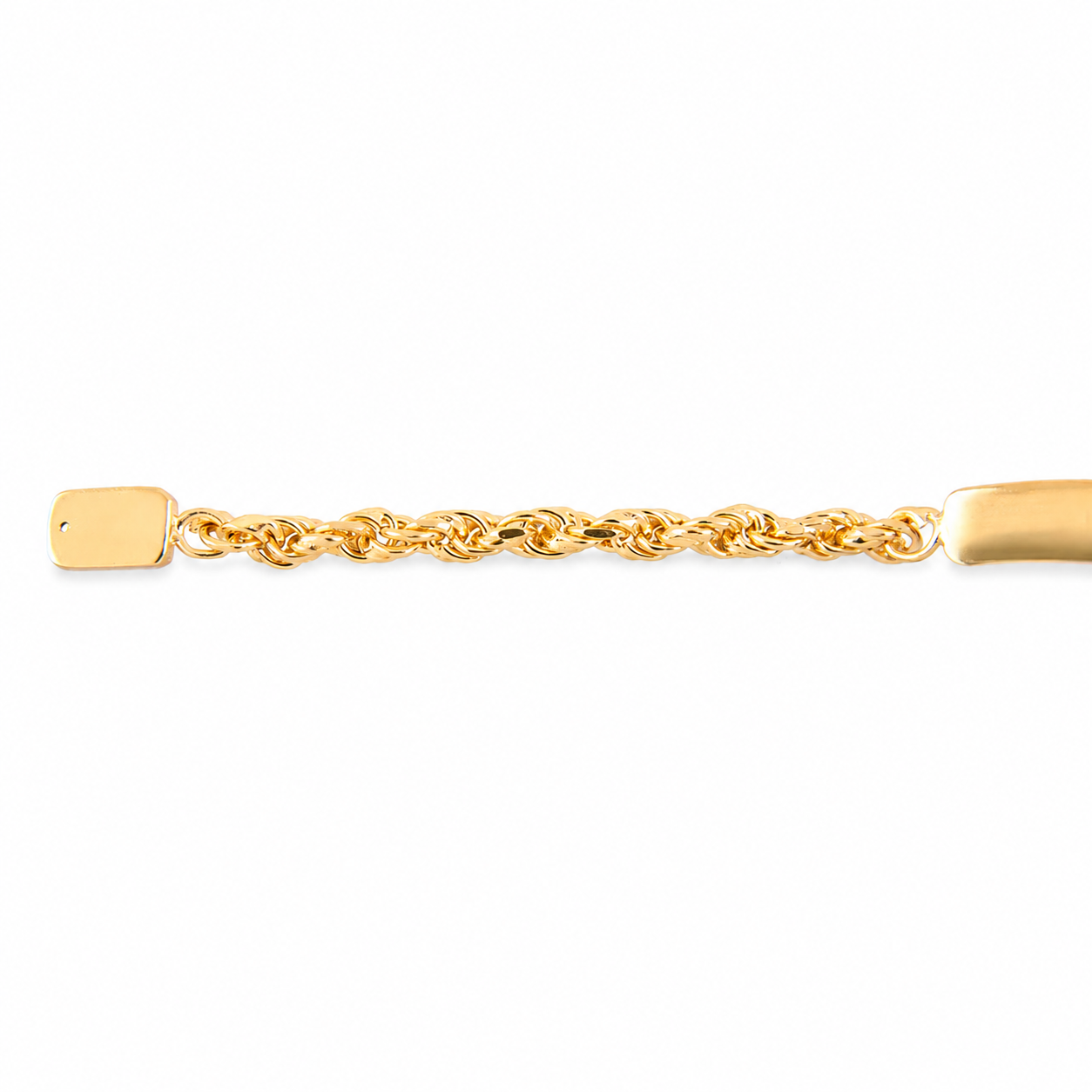 Unisex | Esclava Tejido Torzal Relleno 4 mm, Pulsera Para Hombre Y Mujer, De Plata Autentica Ley .925 Con Baño De Oro Italiano 24k, Con Grabado, DUO DELUXE JOYAS