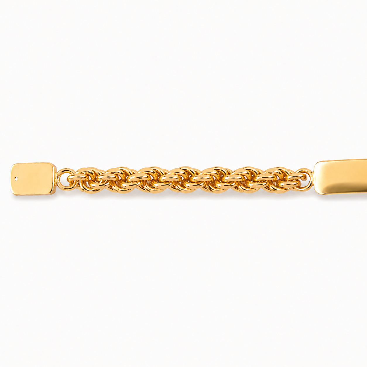 Unisex | Esclava Tejido Torzal Relleno 5 mm, Pulsera Para Hombre Y Mujer, De Plata Autentica Ley .925 Con Baño De Oro Italiano 24k, Con Grabado, DUO DELUXE JOYAS