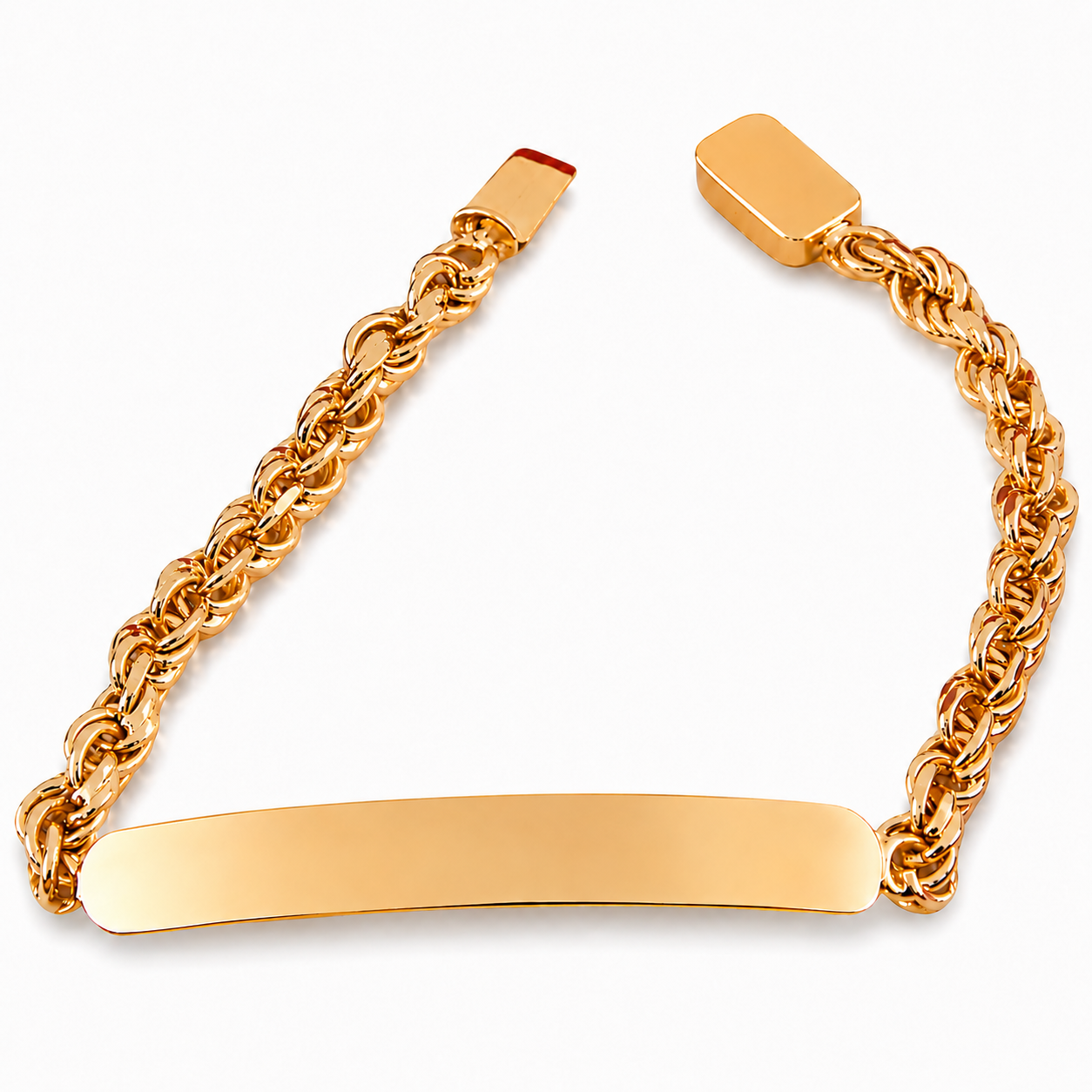 Unisex | Esclava Tejido Torzal Relleno 5 mm, Pulsera Para Hombre Y Mujer, De Plata Autentica Ley .925 Con Baño De Oro Italiano 24k, Con Grabado, DUO DELUXE JOYAS