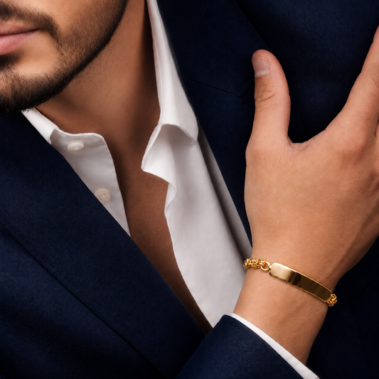 Unisex | Esclava Tejido Torzal Relleno 5 mm, Pulsera Para Hombre Y Mujer, De Plata Autentica Ley .925 Con Baño De Oro Italiano 24k, Con Grabado, DUO DELUXE JOYAS
