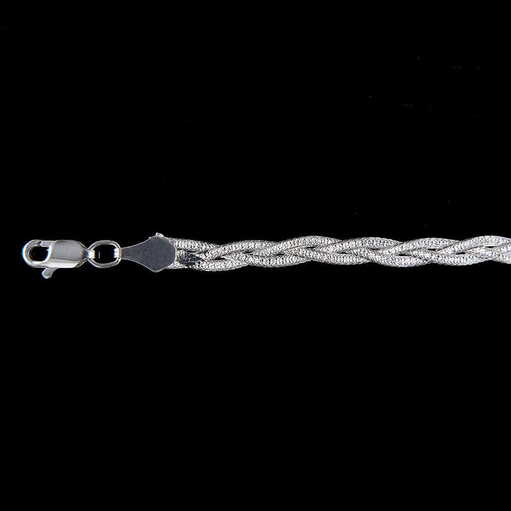 Mujer | Cadena Tejido Trenzada Triple - 5 mm x 40 cm, Collar Gargantilla Para Mujer, De Plata Autentica Ley .925, DUO DELUXE JOYAS
