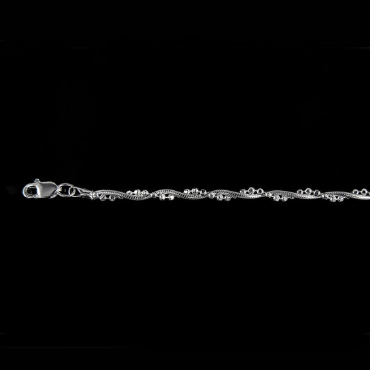 Mujer | Cadena Tejido Cola De Rata Con Bolitas  - 2 mm x 40 cm, Collar Gargantilla Para Mujer, De Plata Autentica Ley .925, DUO DELUXE JOYAS