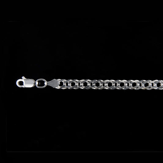 Mujer | Cadena Tejido Cubana Doble Rombo - 4 mm x 45 cm, Collar Gargantilla Para Mujer, De Plata Autentica Ley .925, DUO DELUXE JOYAS