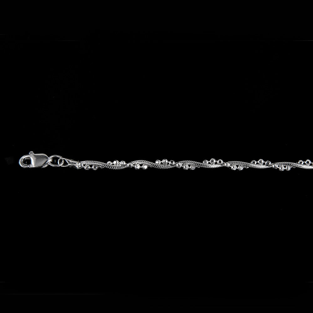 Mujer | Cadena Tejido Cola De Rata Con Bolitas  - 2 mm x 45 cm, Collar Gargantilla Para Mujer, De Plata Autentica Ley .925, DUO DELUXE JOYAS