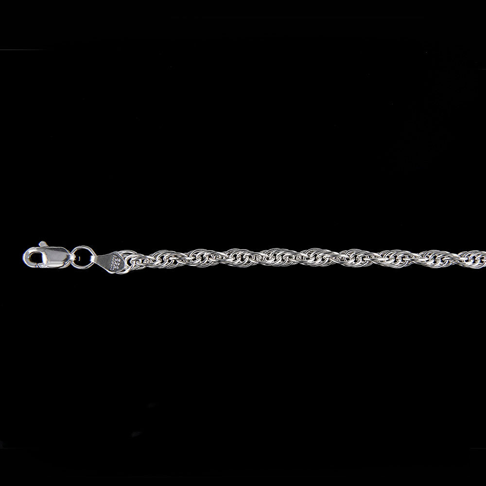 Unisex | Cadena Tejido Torzal Hueco - 3 mm x 70 cm, Collar Para Hombre Y Mujer, De Plata Autentica Ley .925, DUO DELUXE JOYAS