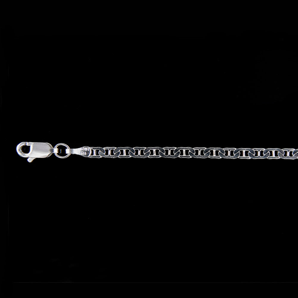 Unisex | Cadena Tejido Guchi Anilla - 3 mm x 50 cm, Collar Para Hombre Y Mujer, De Plata Autentica Ley .925, DUO DELUXE JOYAS
