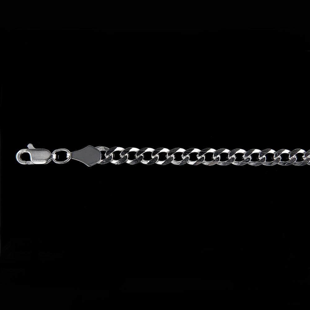 Unisex | Cadena Tejido Barbada Cubana Lisa - 5 mm x 50 cm, Collar Para Hombre Y Mujer, De Plata Autentica Ley .925, DUO DELUXE JOYAS