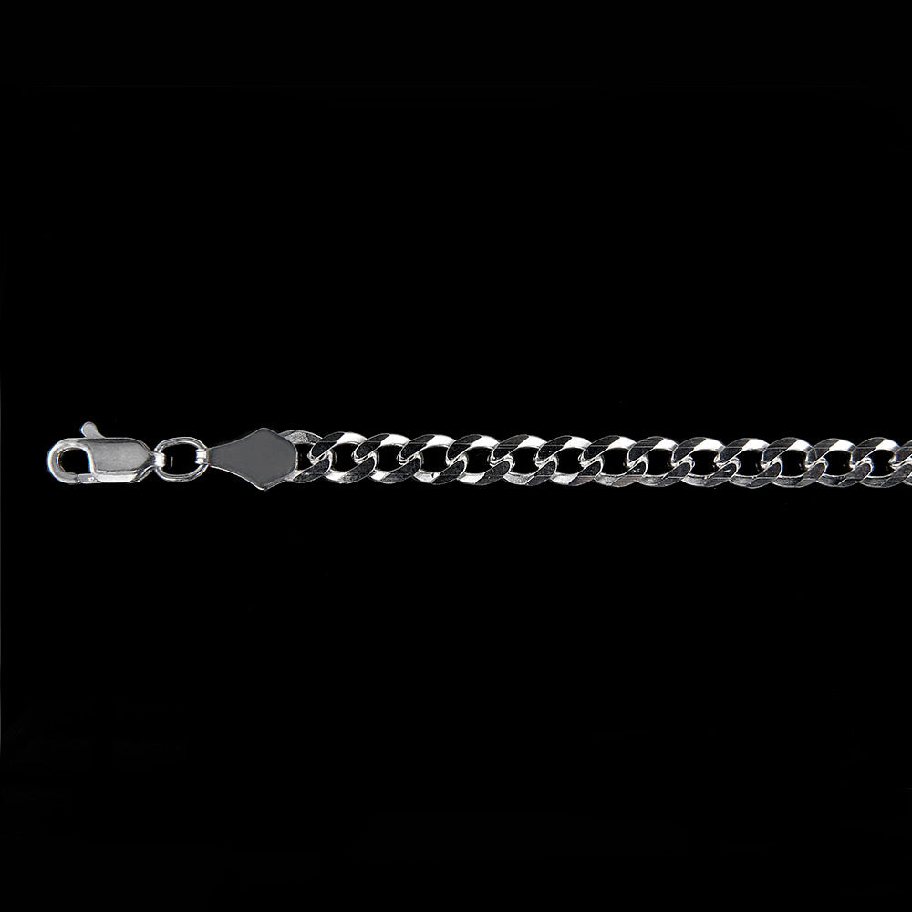 Unisex | Cadena Tejido Barbada Cubana Lisa - 5 mm x 60 cm, Collar Para Hombre Y Mujer, De Plata Autentica Ley .925, DUO DELUXE JOYAS