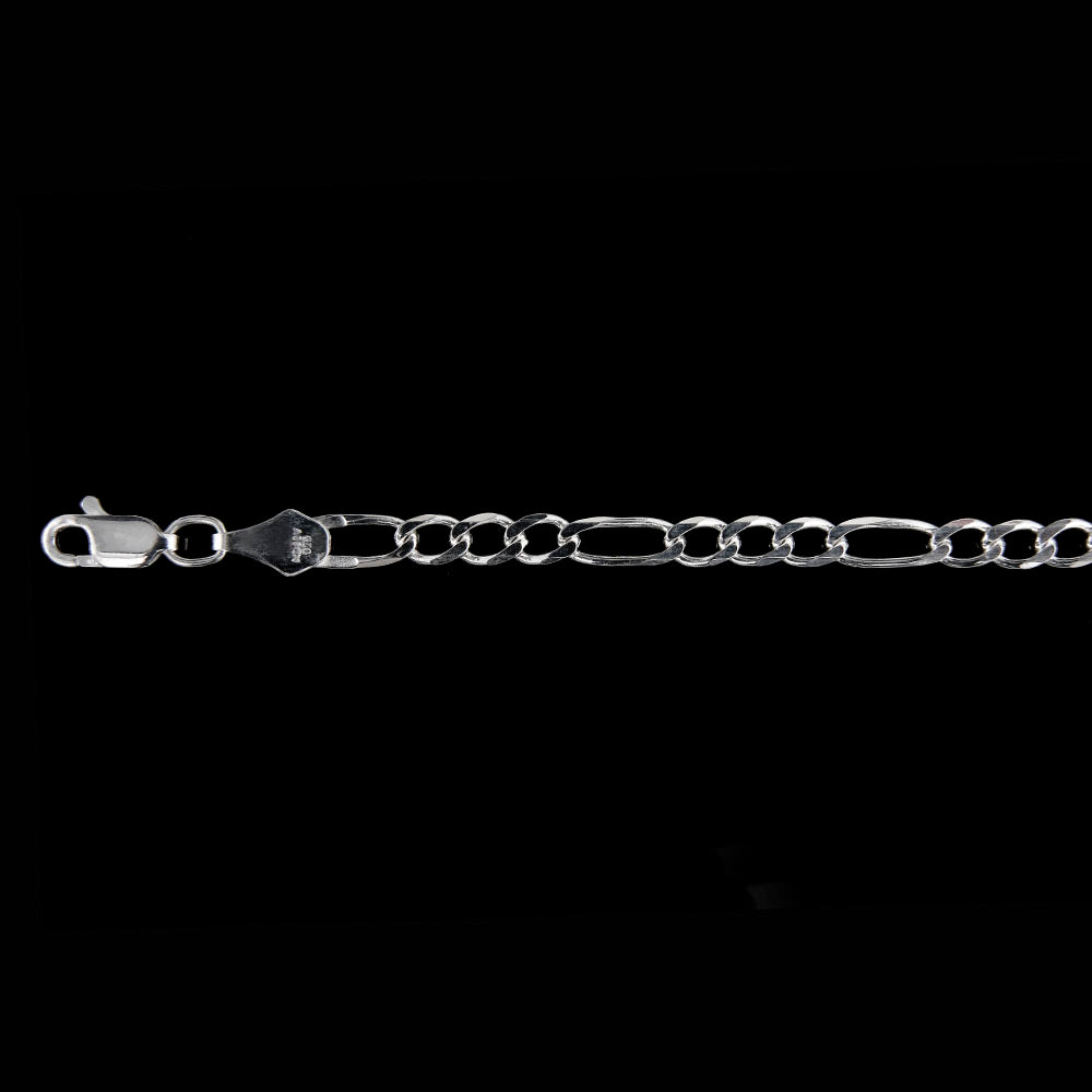 Unisex | Cadena Tejido Figaro 3:1 Lisa - 4 mm x 50 cm, Collar Para Hombre Y Mujer, De Plata Autentica Ley .925, DUO DELUXE JOYAS