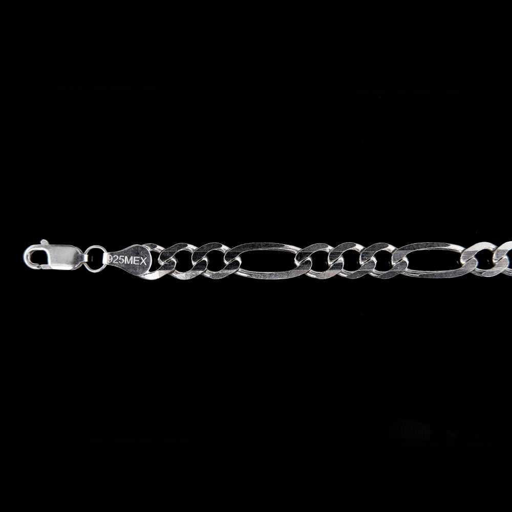 Unisex | Cadena Tejido Figaro 3:1 Lisa - 6 mm x 50 cm, Collar Para Hombre Y Mujer, De Plata Autentica Ley .925, DUO DELUXE JOYAS