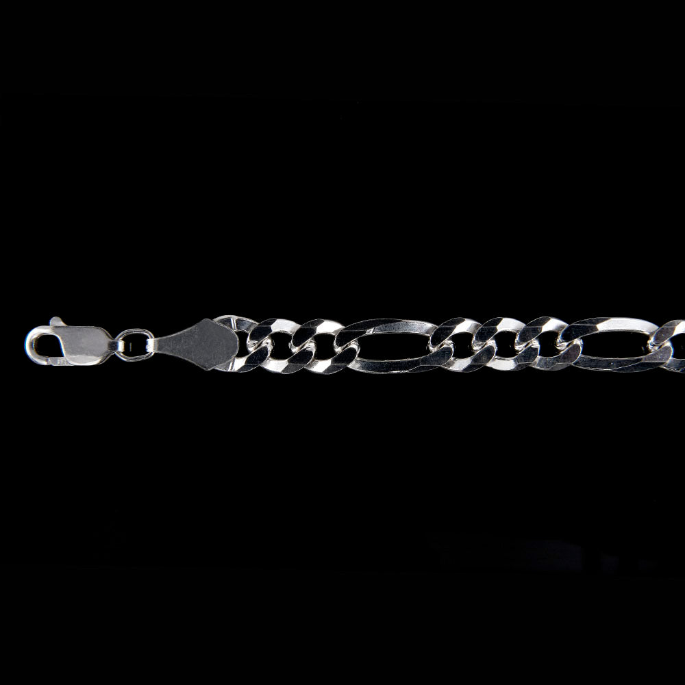 Unisex | Cadena Tejido Figaro 3:1 Lisa - 7 mm x 70 cm, Collar Para Hombre Y Mujer, De Plata Autentica Ley .925, DUO DELUXE JOYAS