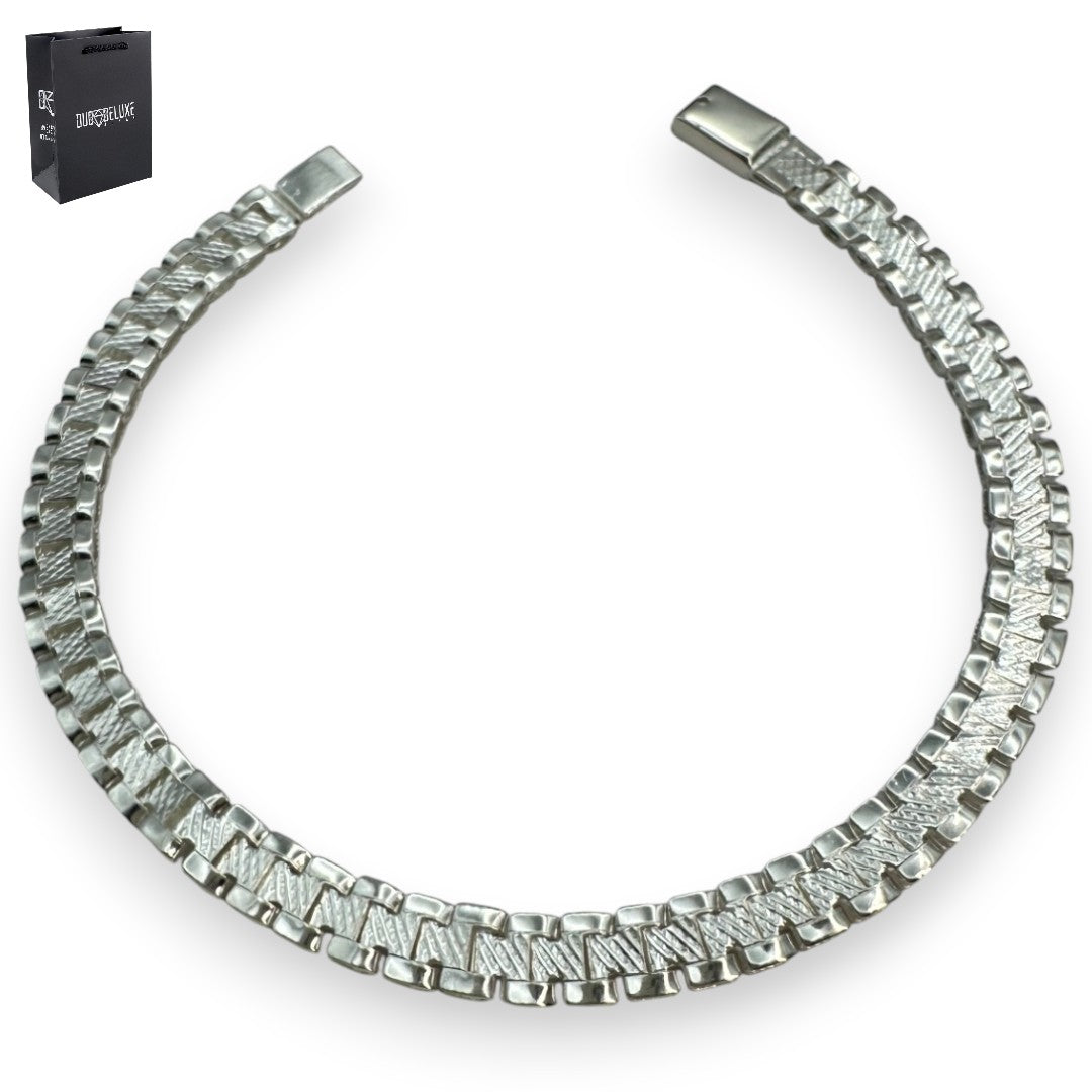 Pulsera Esclava Tejido Rolex Elegante 6 mm, Plata Ley .925, Para Hombre y Mujer | DUO DELUXE JOYAS