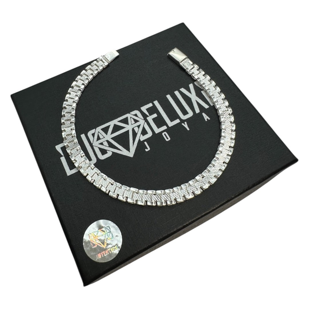 Pulsera Esclava Tejido Rolex Elegante 6 mm, Plata Ley .925, Para Hombre y Mujer | DUO DELUXE JOYAS
