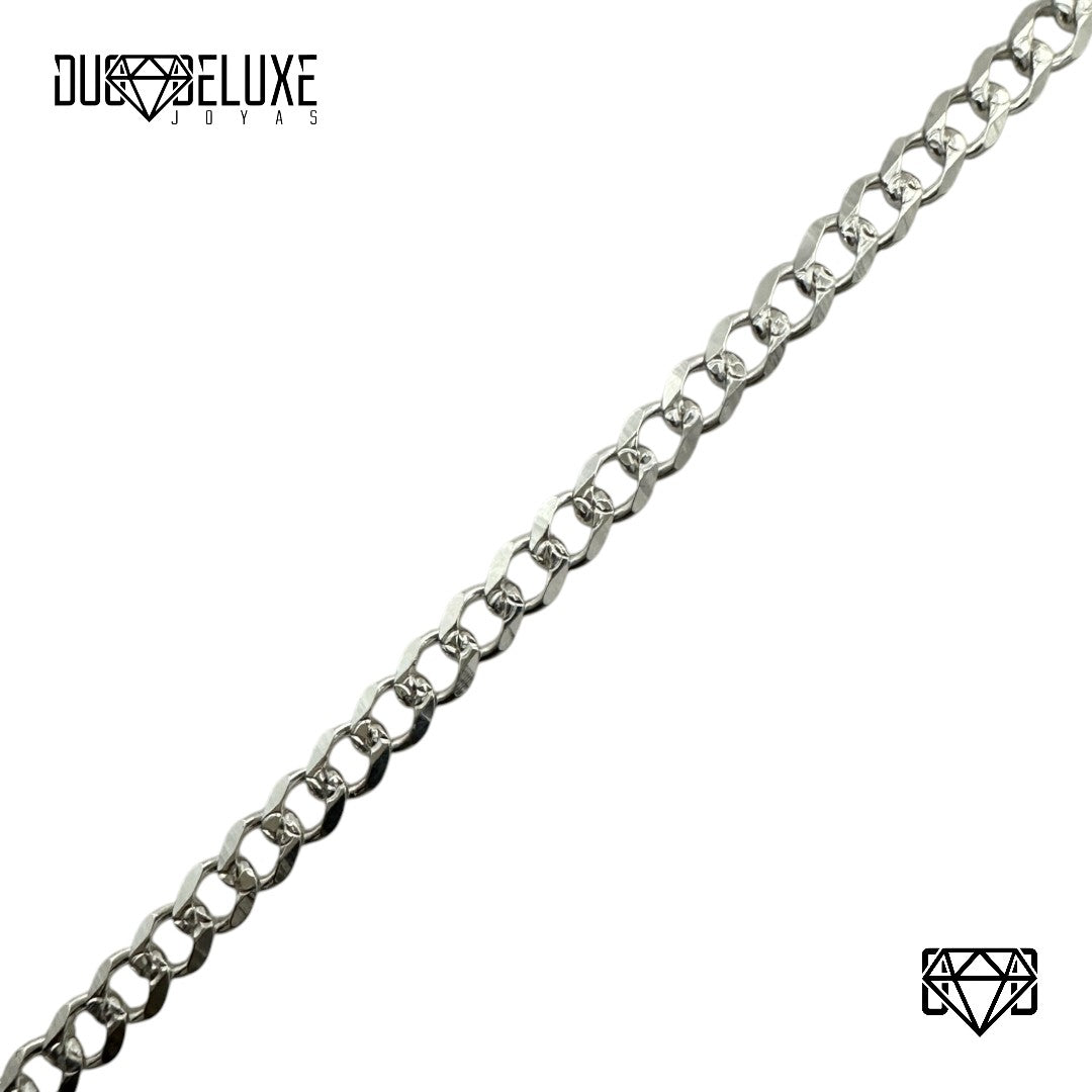 Unisex | Pulso Pulsera Tejido Barbada Cubana Diamantada 3 mm, Esclava Para Hombre Y Mujer De Plata Autentica Ley .925, DUO DELUXE JOYAS